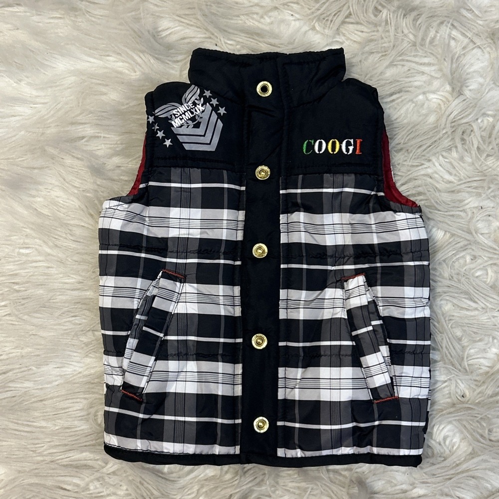 COOGI Baby Puffer Vest Infant 6-9m Black White‎ Streetwear Sleeveless Snap Lined